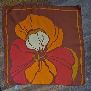 Vintage Floral Print Scarf in Red and Orange Japan Water Repellent
